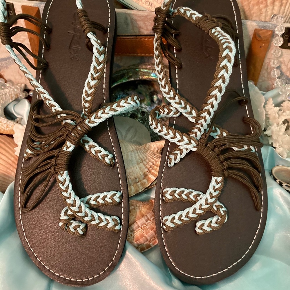 Women’s Everelax  Brown & Blue  Braided Sandals